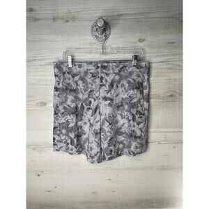 ZeroXposur Swim Shorts Mens Medium Gray Tropical‎ Zip Fly Pockets Elastic Waist